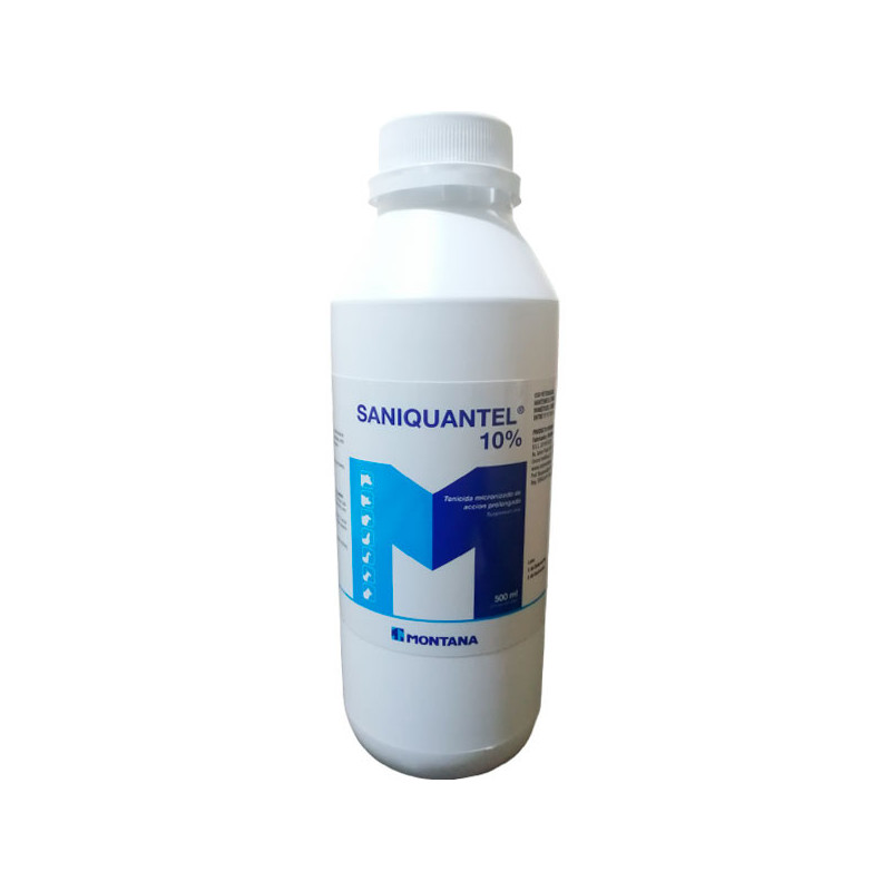 Saniquantel 10% 500ml, Praziquantel, Antiparasitario Tenicida, Suspension Oral, Montana 72 Saniquantel 10% 500ml, Praziquantel,