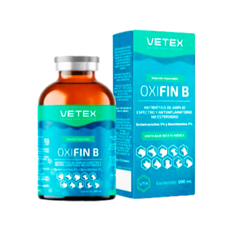  Oxifin B 50ml, Oxitetraciclina HCI Bencidamina HCI Antibiotico Inyectable, Vetex 14.40678 Oxifin B 50ml, Oxitetraciclina HCI Be