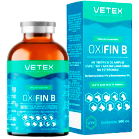  Oxifin B 50ml, Oxitetraciclina HCI Bencidamina HCI Antibiotico Inyectable, Vetex 14.40678 Oxifin B 50ml, Oxitetraciclina HCI Be