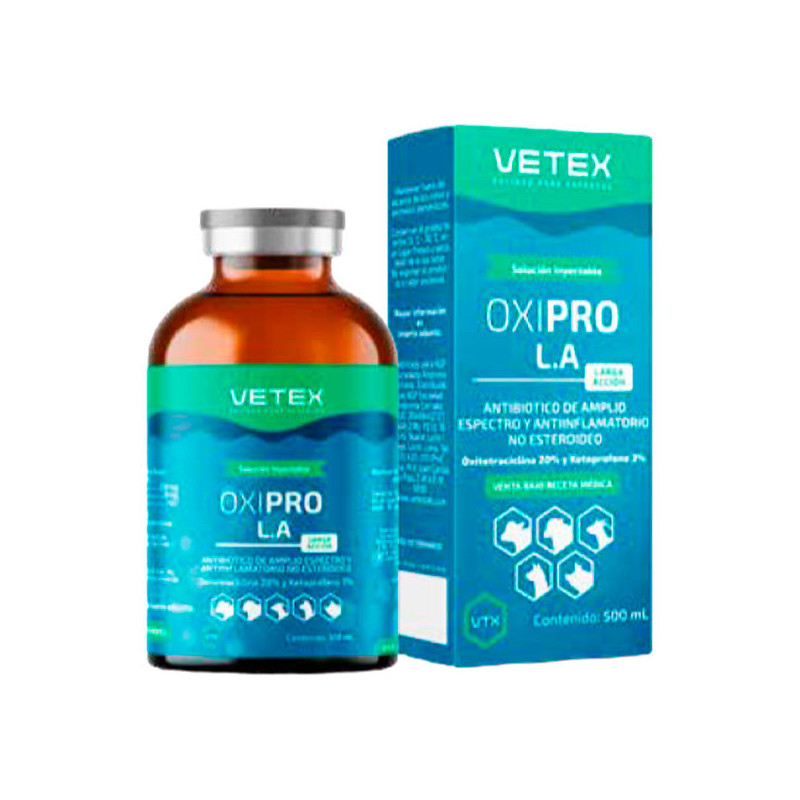 Oxipro L.A 500ml, Oxitetraciclina Base Ketoprofeno Antibiotico Amplio Espectro Inyectable, Vetex 138.000001 Oxipro L.A 500ml, O