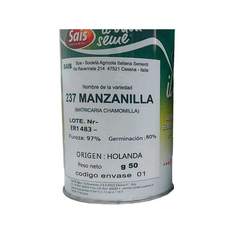  Semilla Manzanilla 50gr, Semilla Chamaemelun nobile Flores Corte, SAIS 68 Semilla Manzanilla 50gr, Semilla Chamaemelun nobile F