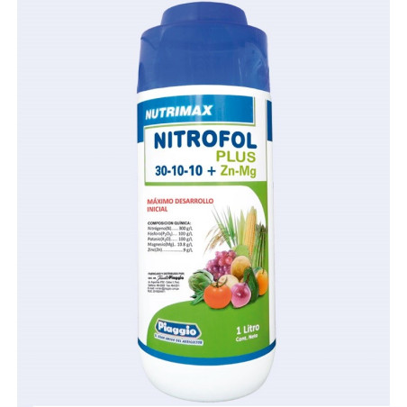  Nitrofol Plus 30-10-10+Zn-Mg 1L fco, (N) (P2O5) (K2O) (Mg) (Zn) (Micronutrientes quelatizados), 21111 SAFP 16.949153 Nitrofol P