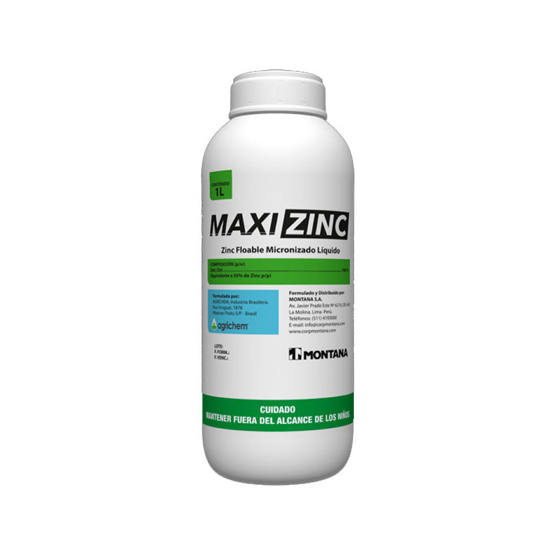 Maxi Zinc 1L Frasco Cajax12, Zinc SC Fertilizante Liquido Uso Foliar Fertirriego, Montana 1172.033898 Maxi Zinc 1L Frasco Cajax