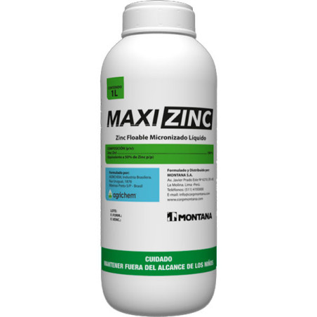  Maxi Zinc 1L Frasco Cajax12, Zinc SC Fertilizante Liquido Uso Foliar Fertirriego, Montana 1172.033898 Maxi Zinc 1L Frasco Cajax