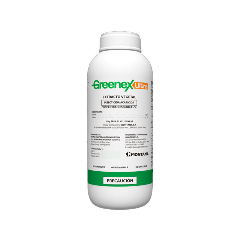  Greenex Ultra 1L, Matrine Insecticida Acaricida Agricola Biologico Accion Contacto, Montana 115.254237 Greenex Ultra 1L, Matrin