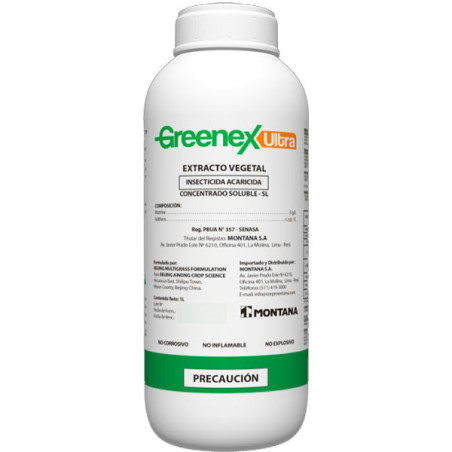  Greenex Ultra 1L, Matrine Insecticida Acaricida Agricola Biologico Accion Contacto, Montana 115.254237 Greenex Ultra 1L, Matrin