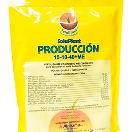  Soluplant Produccion 10-10-40+ME 1Kg, NPK Microelementos Quelatados Fertilizante Foliar, Agaferd 19.491525 Soluplant Produccion