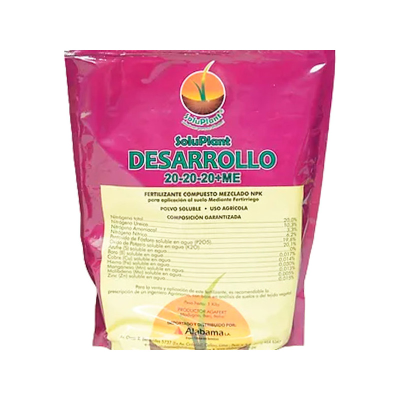  Soluplant Desarrollo 20-20-20+ME 1Kg, NPK Microelementos Quelatados Fertilizante Foliar, Agaferd 20.338983 Soluplant Desarrollo