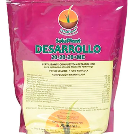  Soluplant Desarrollo 20-20-20+ME 1Kg, NPK Microelementos Quelatados Fertilizante Foliar, Agaferd 20.338983 Soluplant Desarrollo