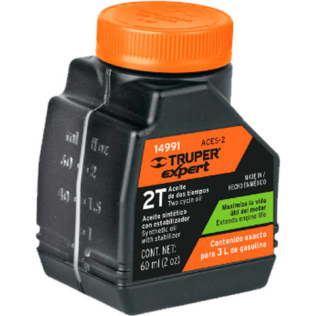  Aceite Sintetico 60ml 2oz Para 3L Gasolina motor 2 Tiempos Motos Desbrozadoras Motosierras, Truper ACES-2 14991 2.711864 Aceite