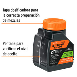  Aceite Sintetico 60ml 2oz Para 3L Gasolina motor 2 Tiempos Motos Desbrozadoras Motosierras, Truper ACES-2 14991 2.711864 Aceite