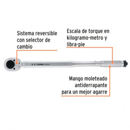  Torquimetro de Golpe, Encastre 3/4" 50-300lb 67-406Nm Largo 660mm, acero al carbono, TORQ-3/4 13547 Truper 400.847458 Torquimet