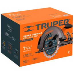  Sierra Circular Truper Profesional 1500W 5500RPM Incluye Disco 24D, SICI-7-1/4A3-2 11005 Truper 210.169492 Sierra Circular Trup