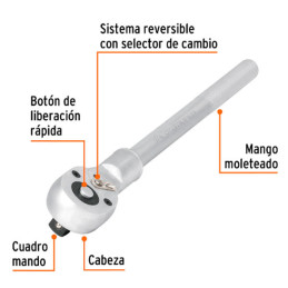  Ratchet de Liberacion rapida, cabeza de pera sistema reversible, encastre 3/4, M-5649 13900 Truper 196.610169 Ratchet de Libera