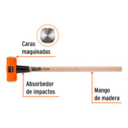  Combas 16lb Octagonales Mango36", Cara Maquinada con protector termoplastico, MD-16M 16515 Truper 108.474576 Combas 16lb Octago