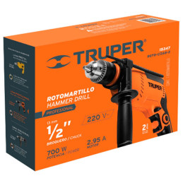  Taladro Percutor 1/2" 700W 3000RPM 44800GPM Velocidad Reversible, ROTO-1/2A8-2 15347 Truper 101.694915 Taladro Percutor 1/2" 70