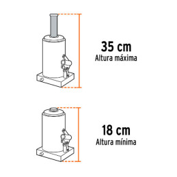 Gata de Botella 2 Toneladas, Con Tornillo de Extension, Altura Max 350 mm, GAT-2 14810 Truper 61.016949 Gata de Botella 2 Tonel
