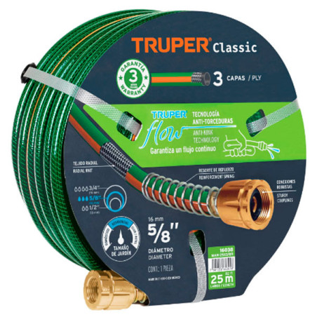  Mangueras 5/8" x25m 3capas Reforzada ConexionesMetalicas Truper 16038 70.338983 Mangueras 5/8" x25m 3capas Reforzada Conexiones