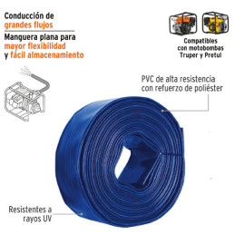  Rollos Mangueras Plana 3" x100m Descarga para motobombas Truper 100866 966 Rollos Mangueras Plana 3" x100m Descarga para motobo