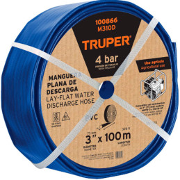  Rollos Mangueras Plana 3" x100m Descarga para motobombas Truper 100866 966 Rollos Mangueras Plana 3" x100m Descarga para motobo