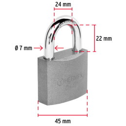  Candados 45mm S4 Hierro Hermex 43316 8.220339 Candados 45mm S4 Hierro Hermex 43316
Cuerpo de hierro en una sola pieza y gancho 