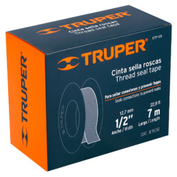  Teflon Sella Roscas 1/2" x7m E0.075mm Sellar y prevenir fugas Truper 12520 0.59322 Teflon Sella Roscas 1/2" x7m E0.075mm Sellar