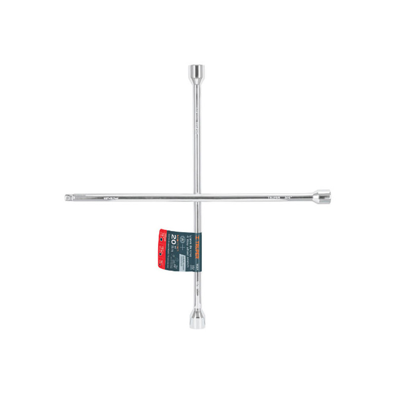  Llaves de Rueda en cruz Pulidas y Cromada 20", 3/4",13/16",7/8" con Encastre de 1/2 para dados, LLCR-20D 18024 Truper 33.050847