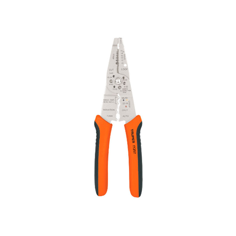  Alicate Pela Cable 8" Pulgadas, 6 Calibres y 4 Mordazas para Crimpar PE-CA-8 17357 Truper 18.644068 Alicate Pela Cable 8" Pulga