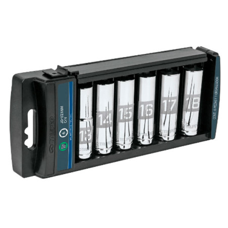  Juego de dados 6 Piezas tubulares Milimetrico, Encastre 1/2", acero al cromo vanadio, JD-1/2X6LM 14175 Truper 50.847458 Juego d