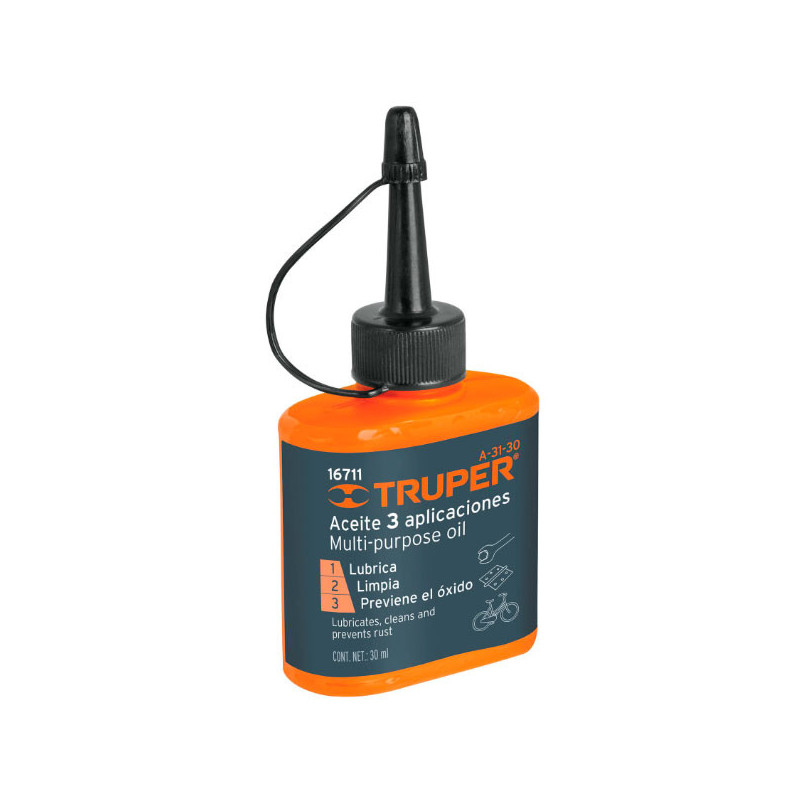 Aceite Lubricante Multiusos Protege Oxidacion y corrosion para metal 30 ml, A-31-30 16711 Truper 2.20339 Aceite Lubricante Mult