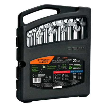  Juegos de 20 Llaves Combinadas extralargas STD y MM Truper 13691 176.271186 Juegos de 20 Llaves Combinadas extralargas STD y MM