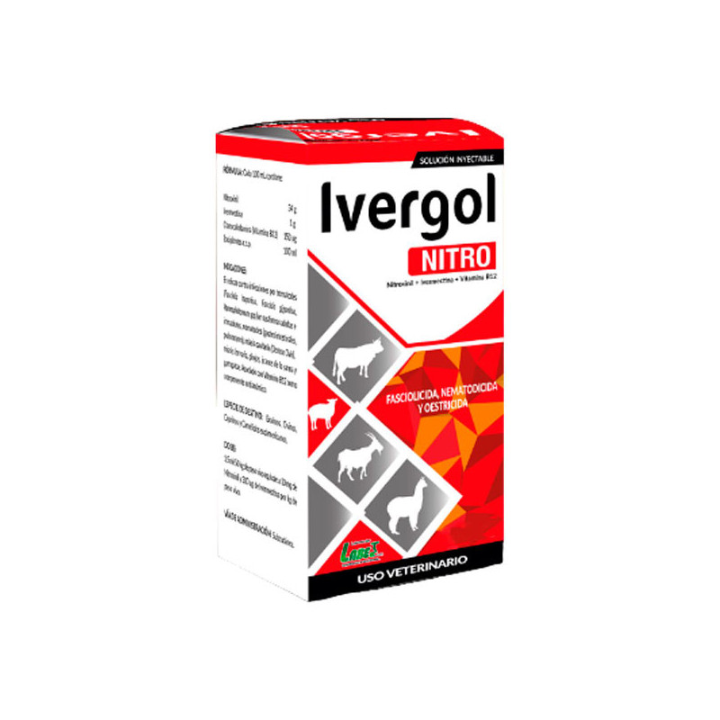  Ivergol Nitro 100ml Nitroxinil Ivermectina Antiparasitario Interno Externo Inyectable, Labet 59 Ivergol Nitro 100ml Nitroxinil 
