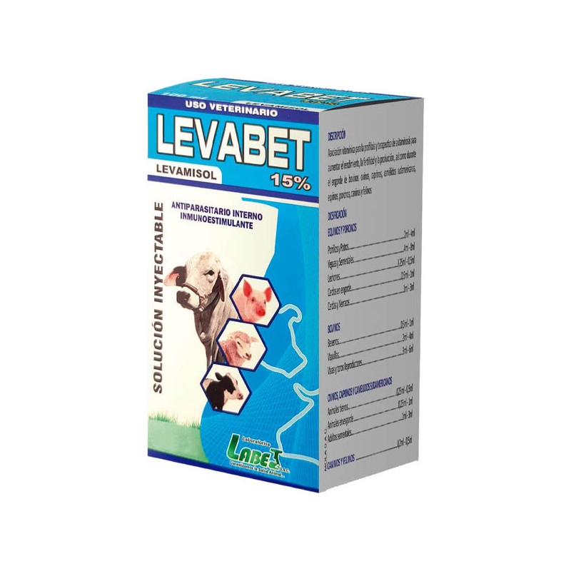  Levabet 15% 50ml Levamisol Antiparasitario Sistemico Inyectable, Labet 26 Levabet 15% 50ml Levamisol Antiparasitario Sistemico 