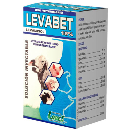  Levabet 15% 50ml Levamisol Antiparasitario Sistemico Inyectable, Labet 26 Levabet 15% 50ml Levamisol Antiparasitario Sistemico 