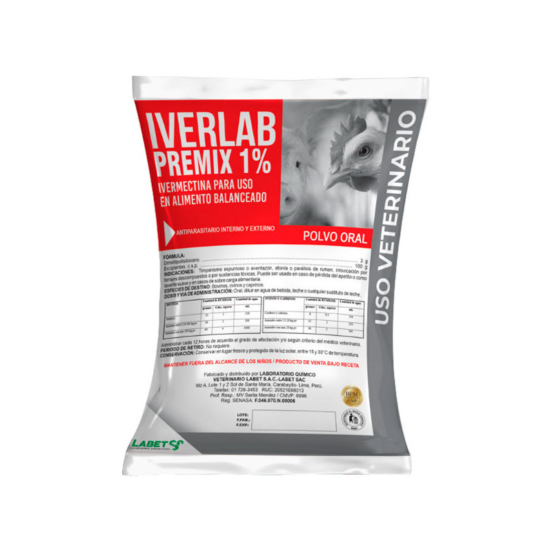  Iverlab Premix 1% 25Kg Ivermectina Antiparasitario Premezcla, Labet 392 Iverlab Premix 1% 25Kg Ivermectina Antiparasitario Prem