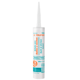  Silicona para Baños y cocinas 280ml Blanco, Sellado duradero para superficies lisas, SIL-100BCB 18566 Truper 11.694915 Silicona