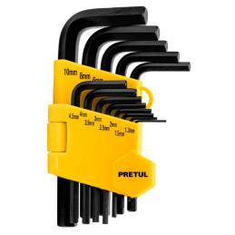  Juego Llaves Allen 13 Piezas Milimetricas con Organizador, Acero al Carbono, ALL-13M-P 21857 Pretul 9.576271 Juego Llaves Allen