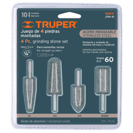  Juegos de 4 piedras montadas Z1/4" para AceroInoxidable Truper 102631 18.644068 Juegos de 4 piedras montadas Z1/4" para AceroIn