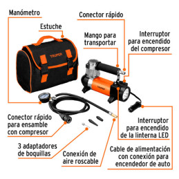  Compresor de Aire 12V Portatil para Auto con Maletin Truper 19999 108.474576 Compresor de Aire 12V Portatil para Auto con Malet