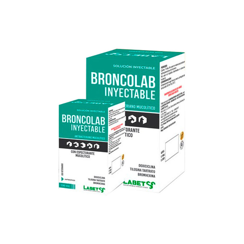  Broncolab 250ml Doxiciclina Tilosina tartrato Bromhexina Antibiotico Inyectable, Labet 108 Broncolab 250ml Doxiciclina Tilosina