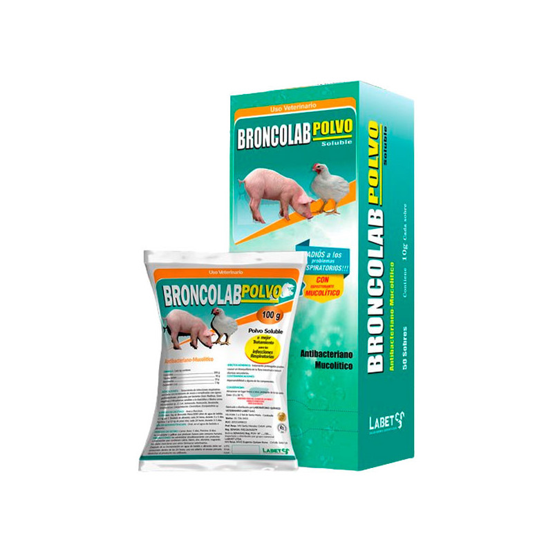  Broncolab 10gr Caja x 50Sobres Doxiciclina Tilosina tartato Bromhexina Antibiotico Polvo Soluble, Labet 143.220339 Broncolab 10