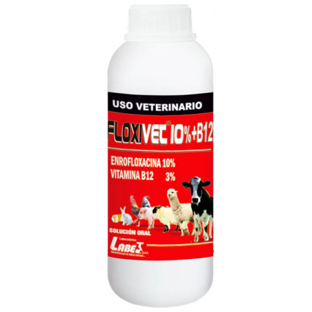  Floxivet 10%+B12 1L Enrofloxacina Cianocobalamina Antibiotico Sol Oral, Labet 83 Floxivet 10%+B12 1L Enrofloxacina Cianocobalam