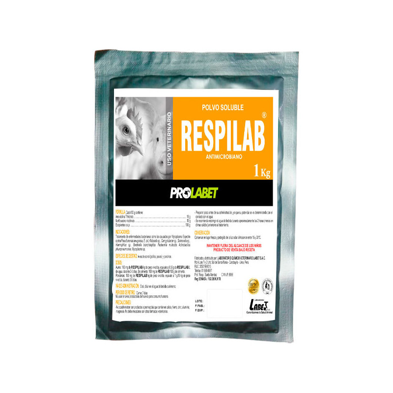  Respilab 25Kg Amoxicilina Trihidrato Norfloxacino nicotinato Antibiotico Polvo Soluble, Labet 2288 Respilab 25Kg Amoxicilina Tr