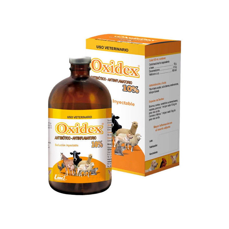  Oxidex 10% 250ml Oxitetraciclina Dexametasona Antibiotico Inyectable, Labet 40.677966 Oxidex 10% 250ml Oxitetraciclina Dexameta