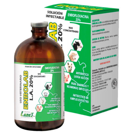  Enrolab LA 20% 100ml Enrofloxacina Antibiotico Inyectable, Labet 38 Enrolab LA 20% 100ml Enrofloxacina Antibiotico Inyectable, 
