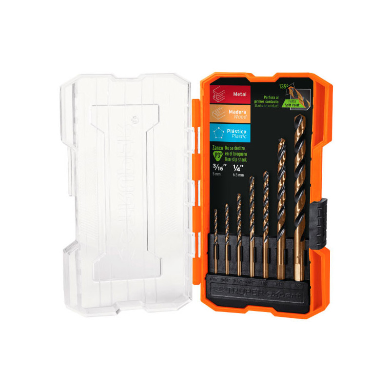  Juego de Brocas para metal 7 Piezas de Alta Velocidad Turbo Steel, JBAV-10 11396 Truper 22.033898 Juego de Brocas para metal 7 