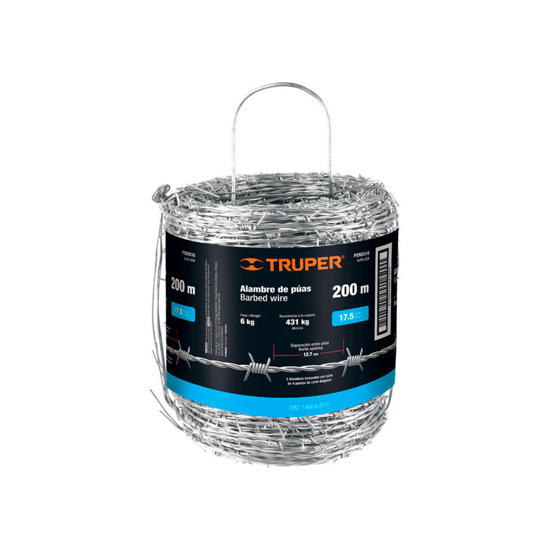  Rollo de Alambre de Puas 200m BWG17.5 Barbed Wire Truper 103403 44.067797 Rollo de Alambre de Puas 200m BWG17.5 Barbed Wire Tru