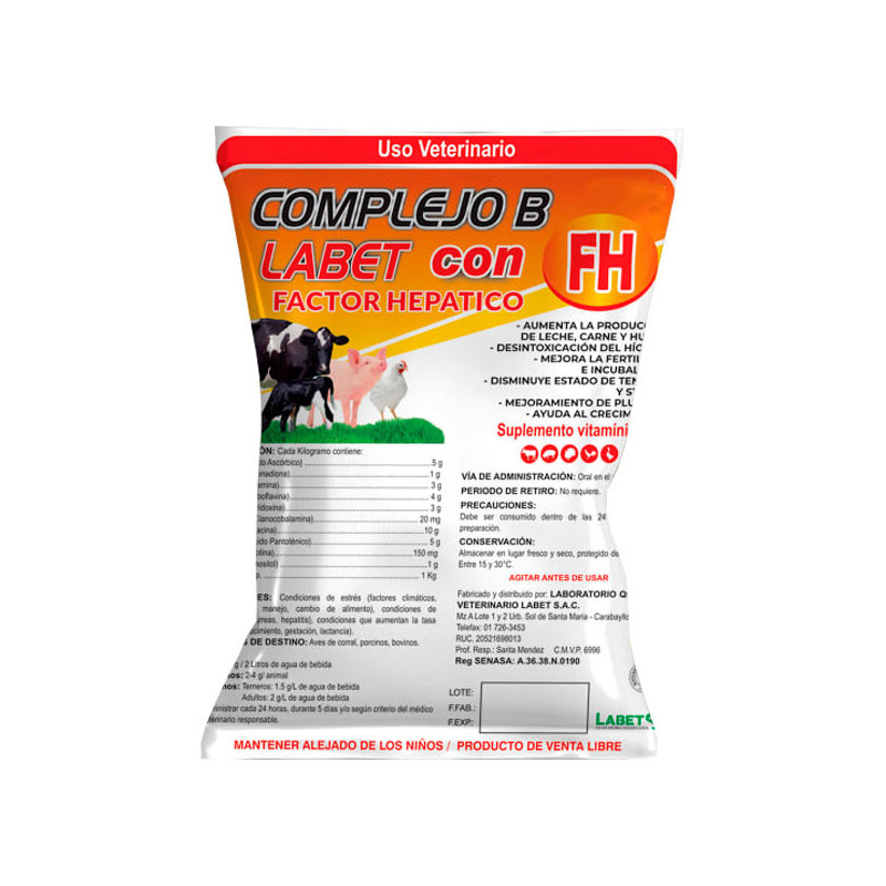  Complejo B con FH 100gr Suplemento Vitaminico FactorHepatico Polvo Soluble, Labet 14.40678 Complejo B con FH 100gr Suplemento V