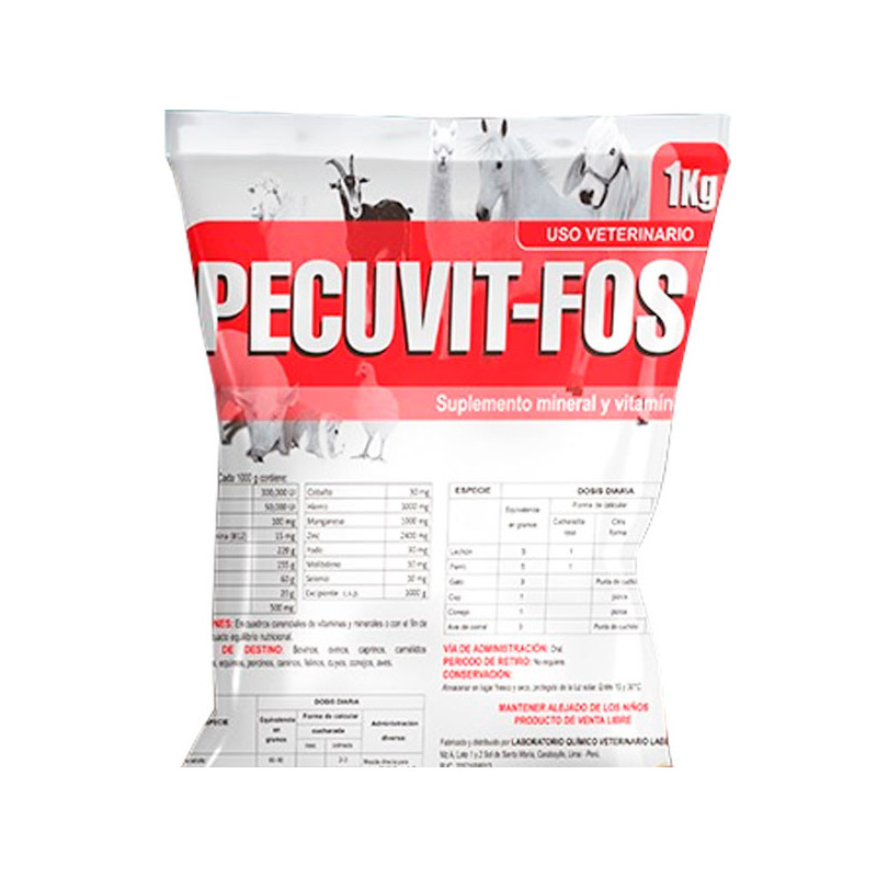  Pecuvit FOS 1Kg Suplemento Vitaminico Sales Minerales Nutricion Animal Polvo Soluble, Labet 38 Pecuvit FOS 1Kg Suplemento Vitam