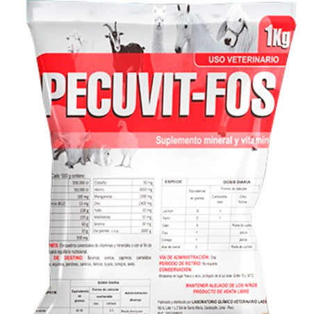  Pecuvit FOS 1Kg Suplemento Vitaminico Sales Minerales Nutricion Animal Polvo Soluble, Labet 38 Pecuvit FOS 1Kg Suplemento Vitam